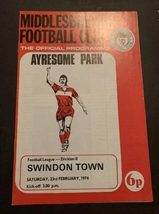 1974 Middlesbrough V Swindon Town Football/Soccer Programme - Picture 1 of 4
