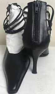 X-IT LAVORAZIONE ARTIGIANA MADEN ITALYLEATHERBLACKWOMEN'SSHOES HEELS SZ39- 8.5US - Picture 1 of 12
