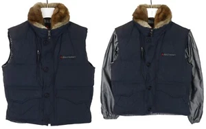 PEUTEREY Goose Down Waistcoat Men's MEDIUM Real Fur Hidden Sleeves 2in1 Jacket - Picture 1 of 12