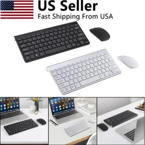 Ultra Slim 2.4G Bezprzewodowa klawiatura Mysz Combo z odbiornikiem USB do PC Laptop US - Zdjęcie 1 z 12