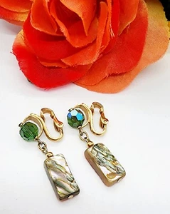 Vintage NAPIER Ethic-style Drop/Dangel Earrings with gold findings 1960s - Picture 1 of 4