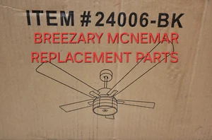 Breezary Mcnemar 52" Matte Black Ceiling Fan Replacement Parts 24006-BK - Picture 1 of 12