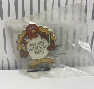 New You Are What You Eat! Turkey Hallmark Cards 1983 Thanksgiving Lapel Pin - Picture 1 of 2