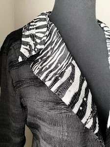Alberto Makali Black Open Blazer M Animal Print Zebra Rhinestone - Picture 1 of 14