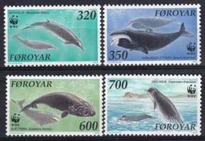 Faroe 1990 Yvert #197/00 WWF fauna marina vida silvestre ballenas delfines montado estampillada sin montar en muy buen estado - Imagen 1 de 1