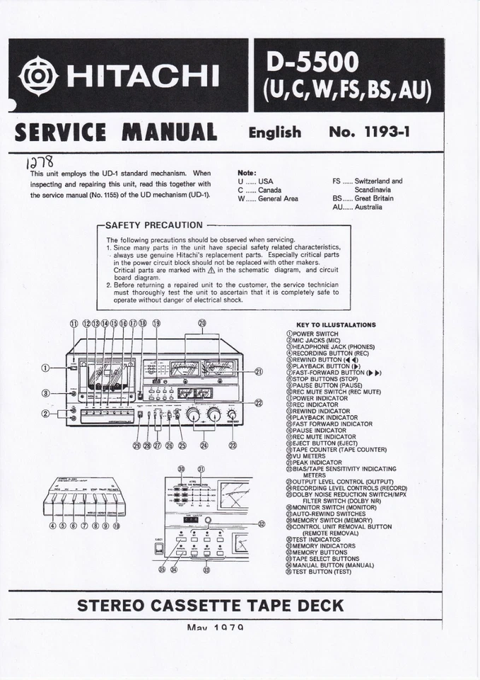 Manuale Di Servizio Per Hitachi D-5500 - Immagine 1 di 1