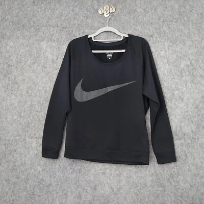 Sudadera para mujer Nike S corte seco negra manga larga logotipo Swish Foto 1 de 4
