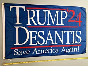 Donald Trump FLAG FREE SHIP USA SELLER Ron Desantis Save Blue 2024 USA Sign 3x5' - Picture 1 of 1