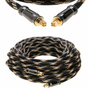 25FT Durable Mesh Nylon Digital Optical S/PDIF Fiber Toslink Audio Cable Gold - Picture 1 of 1
