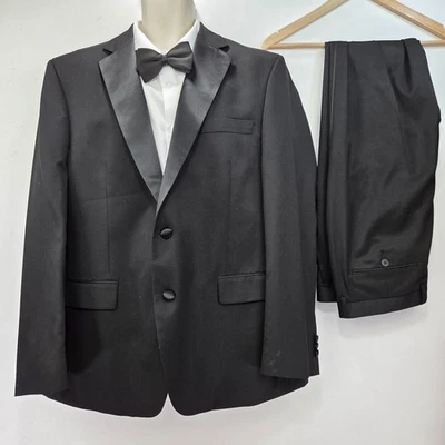 Marks & Spencer 2 Piece Black Dinner Suit Men’s Blazer 46R Trousers W38L - Image 1 of 4