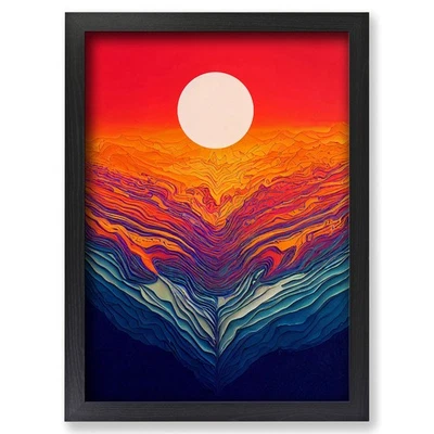 Framed Passionate Abstract Sunset Wall Art Canvas Print Poster Picture, Decor - Image 1 of 4