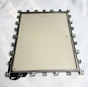 Hearts & Flowers w/Rhinestones -Pewter photo Frame By Elsa 8x10  Vintage A4 - Picture 1 of 12