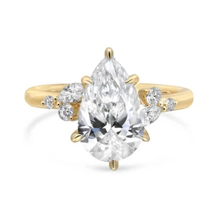 IGI Pear Shape Lab Grown Diamond Engagement Ring 14K Yellow Gold 2.65Ctw - Picture 1 of 5