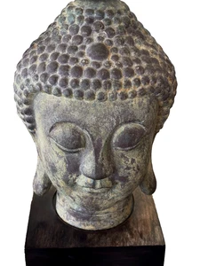 Vintage Bronze Buddha mit Grünspan Finish 10" hoch - Bild 1 von 10