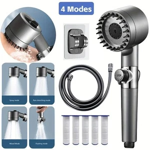 Soffione Doccia Alta Pressione 4 Modalità Filtrato One-Key Stop Massaggiante Spray - Foto 1 di 13