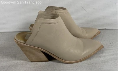 Dolce Vita Beige Leather Slip On Pointed Toe Block Mule Womens Heels Size 7.5 - Image 1 of 4