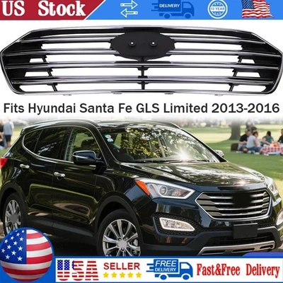 Front Bumper Grille Chrome for Hyundai Santa Fe GLS Limited 2013-2016 3.3L Foto 1 de 4