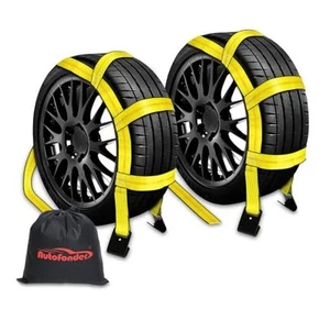2Pc Tow Dolly Basket Straps with Flat Hook for 14"-17" Tires -10,000 lbs Yellow - Picture 1 of 6