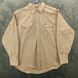 Vintage Wrangler Brushpopper Hemd Herren XL beige hellbraun Perlen Druckknopf Cowboy Rodeo - Bild 1 von 16