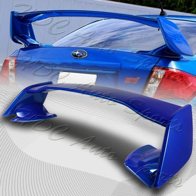 For 08-14 Subaru Impreza WRX STI Style Painted Blue ABS Rear Trunk Spoiler Wing - Image 1 of 4