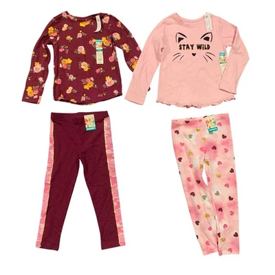 全新 带标签 女孩 5T 套装 批量 长袖 T 恤和裤子 分层 可爱 — 第 1/4 张图片