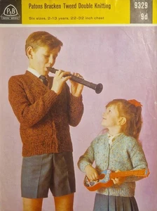 Vintage Knitting Patterns - P&B# 9329 - Childs V-Neck Classic Cardigan - VGC - Picture 1 of 2