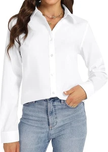 J.VER Button Down Shirts for Women Classic&Elegant Cotton Long Sleeve 2XL - Picture 1 of 2