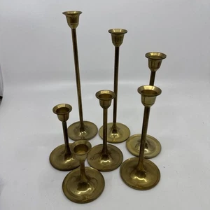 Vintage Leonard 7 Piece Tiered  Solid Brass Candlesticks - Picture 1 of 6