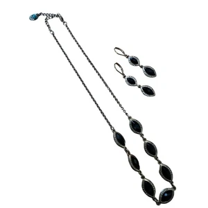 Juego de collar y pendientes vintage de diamantes de imitación de oro y negro de América - Imagen 1 de 8