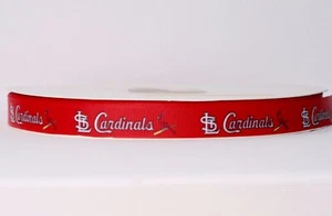 ST LOUIS CARDINALS BASEBALL 5/8" Grosgrain Ribbon - 1,3,5,10 Yards SHIP FROM USA - Picture 1 of 1