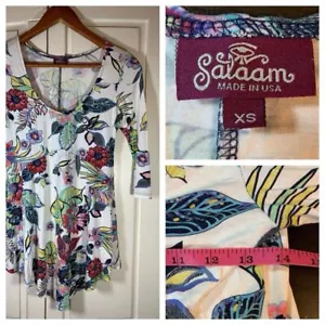 Salaam Top Donna XS Floreale Bloomcore Costale Nonna Festival Hippie Elasticizzato - Foto 1 di 11