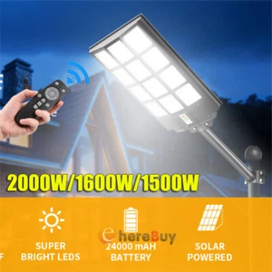 2000W LED Solar Flood Light Motion Sensor Security Wall Yard Garden Outdoor Lamp - Picture 1 of 118