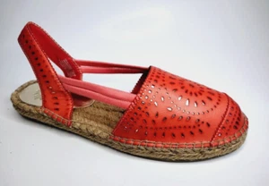 NEW YELLOWBOX Size 7.5 Coral Orange Sling back Espadrille Flats Sandals Shoes - Picture 1 of 4