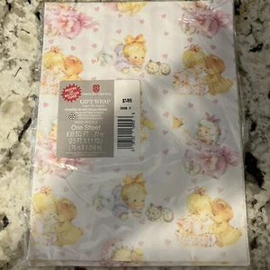 Vintage American Greetings Gift Wrap Sheet Baby with Toys NOS New Old Stock - Picture 1 of 3