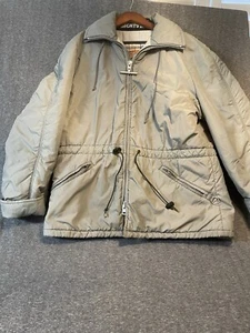 Vintage Mighty Mac Jacket Mens Size 44 Beige Out O Gloucester Quilted Lined Coat - Picture 1 of 12