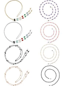 8 Pcs Beaded Eyeglasses Chains Glasses Holder Lanyard Around The Neck Strap - Picture 1 of 7