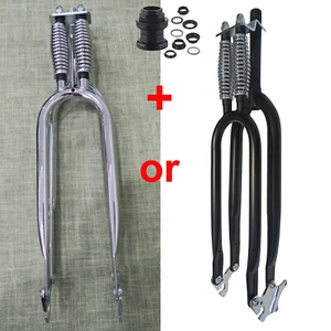 26" Double Springer Bicycle fork 1" Threaded Fork & Headset-Cruiser Chopper Bike - Picture 1 of 22