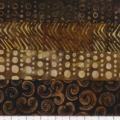 Lot of (4) 1 Yard Cuts 100% Cotton Quilting Batik Fabric Chocolate Brown #392A - Image 1 of 2