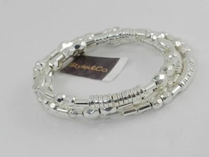 Style & Co Silver-Tone Beaded Multi-Row Coil Bracelet - Picture 1 of 3