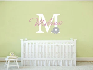Nursery Wall Sticker Baby Name Monogram | Personalised Name Wall Sticker - Picture 1 of 8