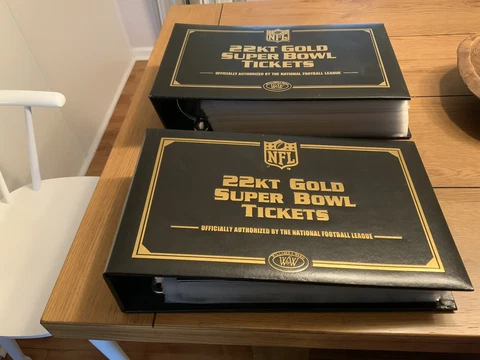 Willabee & Ward 22kt Gold Super Bowl Tickets 1-55 In Binders Cover