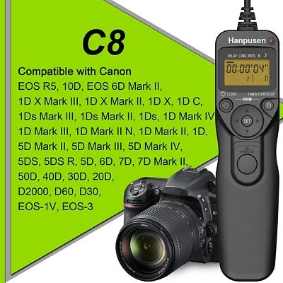 Camera Remote Shutter Release Time Lapse Intervalometer For Canon R3 R5 1D 5D 6D - Image 1 of 4