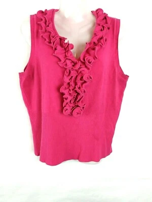 Milano Women's Ruffle V Neck Pullover Pink Sleeveless Sweater Size 18/20 - Image 1 of 4