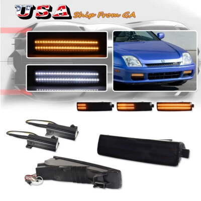 Smoked Front Bumper Switchback LED Paking Signal Lights For 97-01 Honda Prelude - Imagem 1 de 4