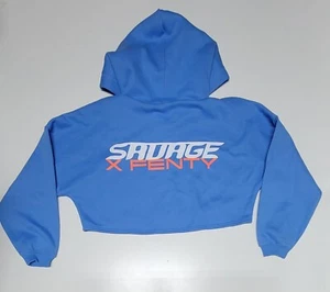 Savage x Fenty Xssential Racer Cropped Hoodie Blue. Size 1XL. Retail $74 - Picture 1 of 7