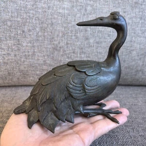 Fine antique Chinese crane shaped brass incense burner - Picture 1 of 11