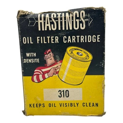 Vintage HASTINGS No. 310 OIL FILTER CARTRIDGE w/box & Gasket NEW OLD STOCK - Image 1 of 4