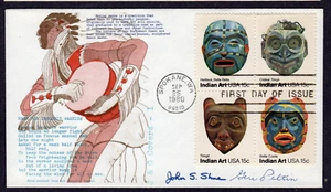 1980 Northwest Indian Masks (1837a) - Signed FIRST Shue/Peltin Cachet FDC TA209 - Picture 1 of 1