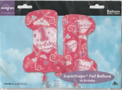 "1st Birthday Princess" 19" x 28" by Anagram SuperShape Foil Balloon - Image 1 of 2
