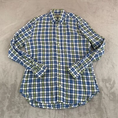 Gitman Bros Shirt Men Large Multi Plaid 100% Linen Long Sleeve USA Made NEW $275 - Image 1 of 4